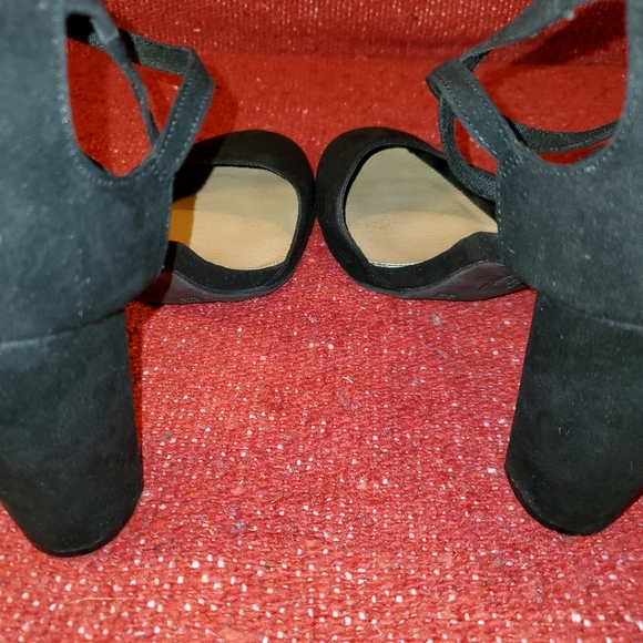 Christian Siriano vintage 2000s black faux suede block heel D'Orsay pump - Picture 10 of 12